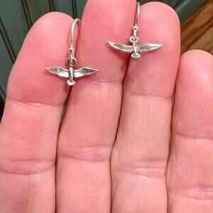 Sundance $78 NEW Catalog Bird Dove Peace 5/8" Sterling Silver Dangle Earrings